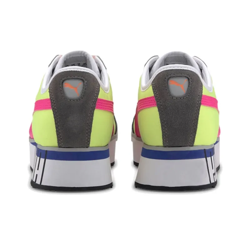 PUMA Roma Amor Logo Slip Resistant Low Top Skateboard Shoes Women's Yellow Pink-3