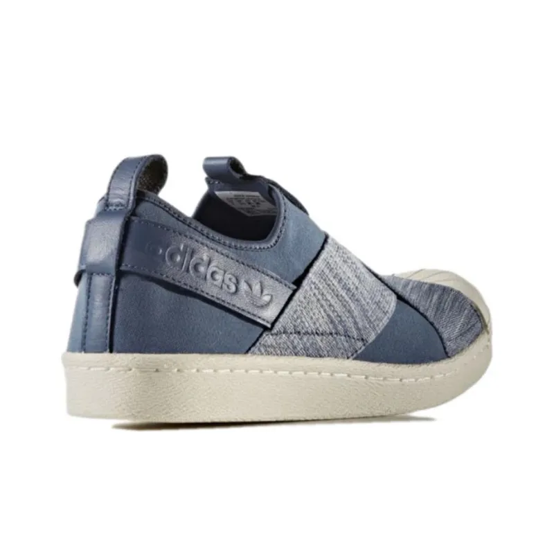 Adidas Originals Superstar Slip on Abrasion Resistant Low Top Skateboard Shoes Women's Denim Blue-3