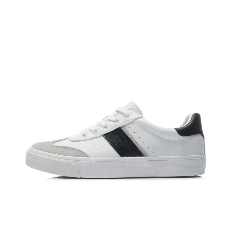 LiNing Vulc Lite Low Top Skateboard Shoes Men's White Black-0
