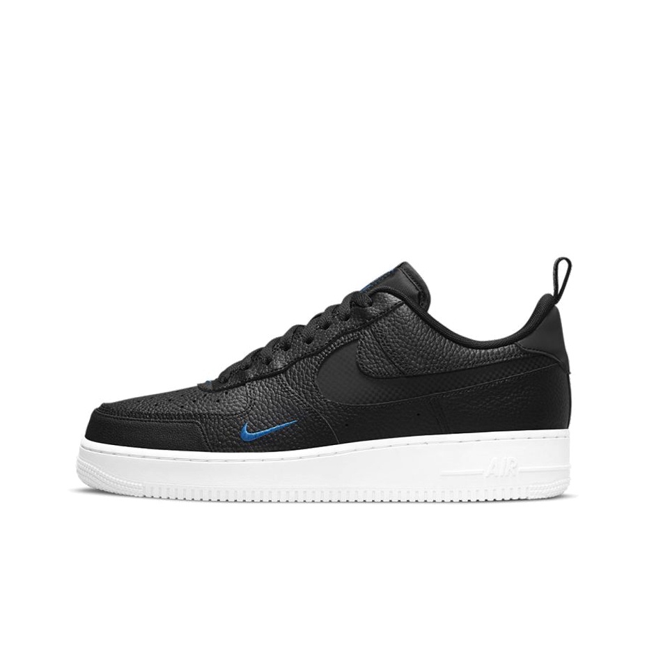 Nike Air Force 1 Low Cut Out Reflective Swoosh Black Blue POIZON