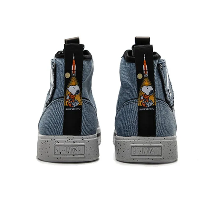 SNOOPY x Anta Wear Resistant Slip Resistant High Top Skateboard Shoes Men's Blue Black-3