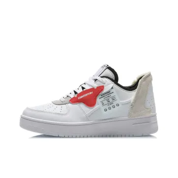 LiNing CF Disordered Wear Resistant Slip Resistant Low Top Skateboard Shoes Women's White Red