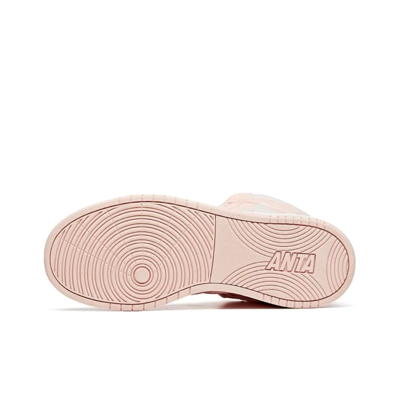 Anta Anti Slip Wear Resistant High Top Skateboard Shoes Women's Baby Pink-4