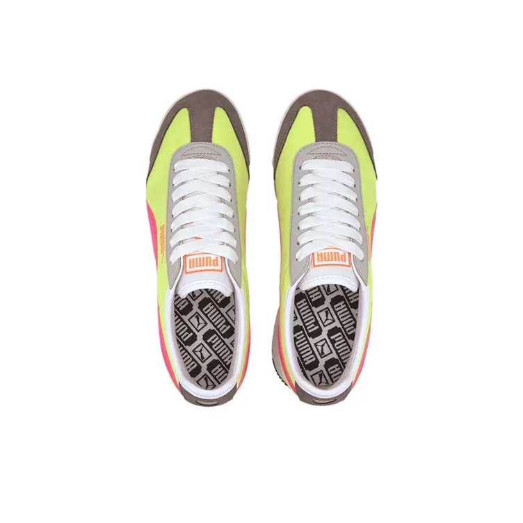 PUMA Roma Amor Logo Slip Resistant Low Top Skateboard Shoes Women's Yellow Pink-2
