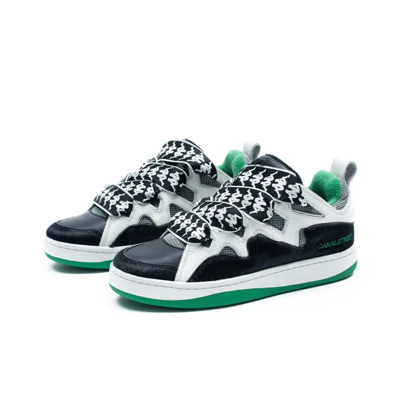 CANALSTREET x Kappa Collaboration Puffy Shoes Low Top Skateboard Shoes Unisex Black White Green-1