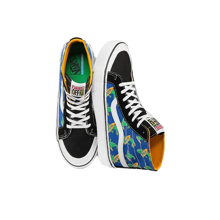 Vans Unisex SK8 HI High Top Sneakers Blue/Yellow/Green-3