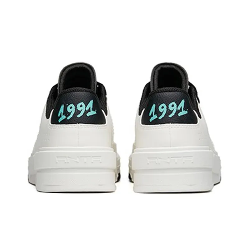 Anta AT91 Wear Resistant Slip Resistant Low Top Skateboard Shoes Men's White Black-4