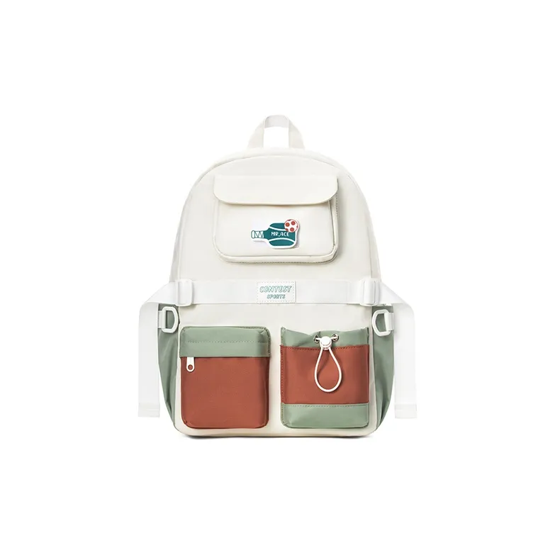 MR.ACE HOMME Polyester Backpack Regular Unisex Dusty Blue White Caramel White-6