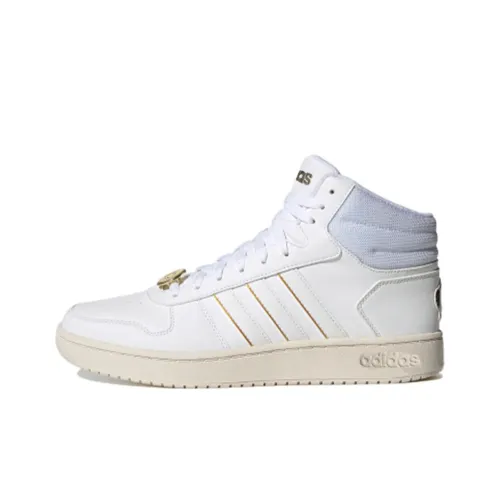 My King Mansleep X Adidas Neo Hoops 2.0 Skateboard Shoes Unisex Mid-Top White/Gold