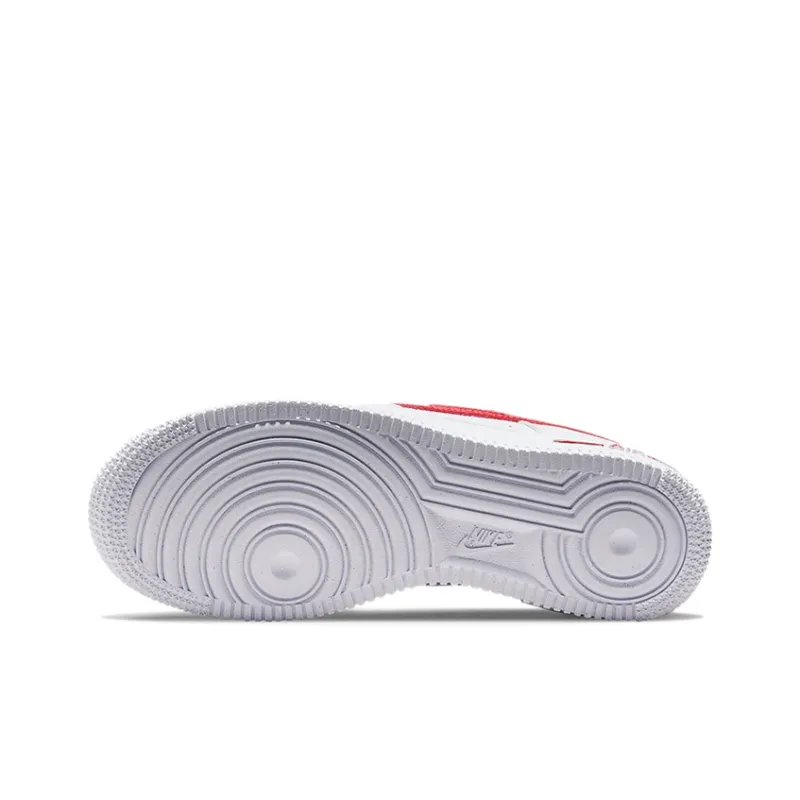 Nike Air Force 1 Low White Red Cut Out Swoosh GS-5