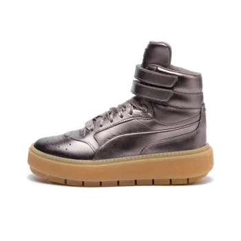 PUMA Platform Trace Skateboard Shoes Women's High-Top Silver