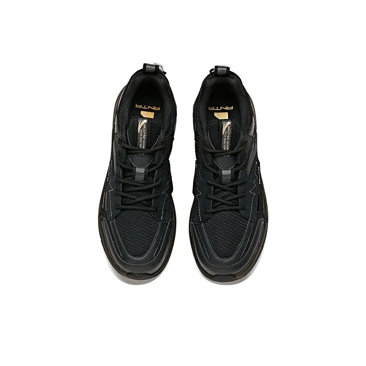 Anta Life Collection Cushioning Wear-Resistant Low-Top Skateboard Shoes Men's Black Gold-2