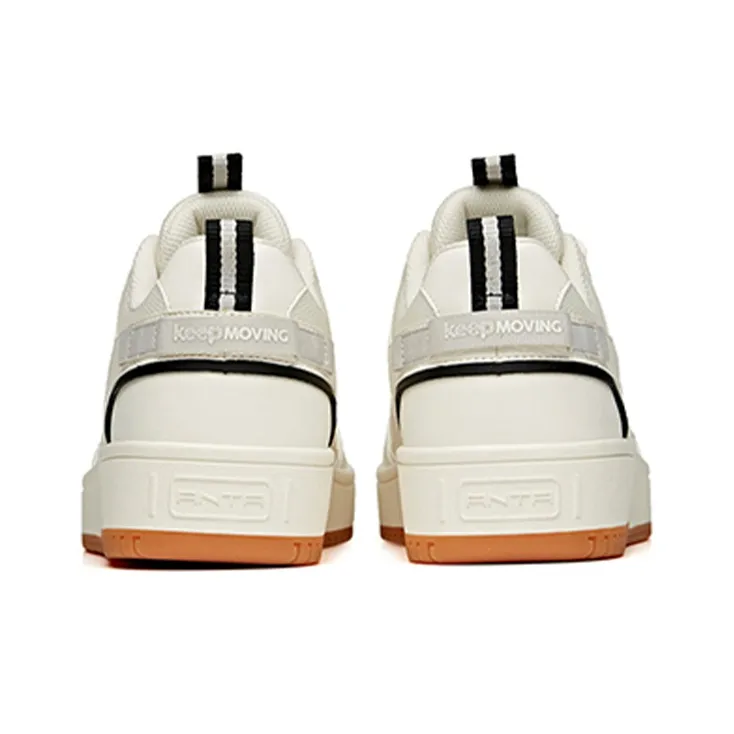 Anta Slip Resistant Cushioning Abrasion Resistant Lightweight Low Top Skateboard Shoes White Black-4