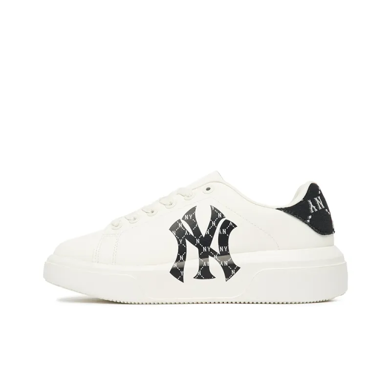 MLB Chunky Classic Heel Dia Monogram Low Top Skateboard Shoes Unisex White Black-0