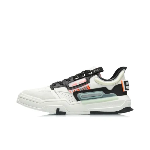 LiNing Geek Anti Slip Wear Resistant Low Top Skateboard Shoes White Black