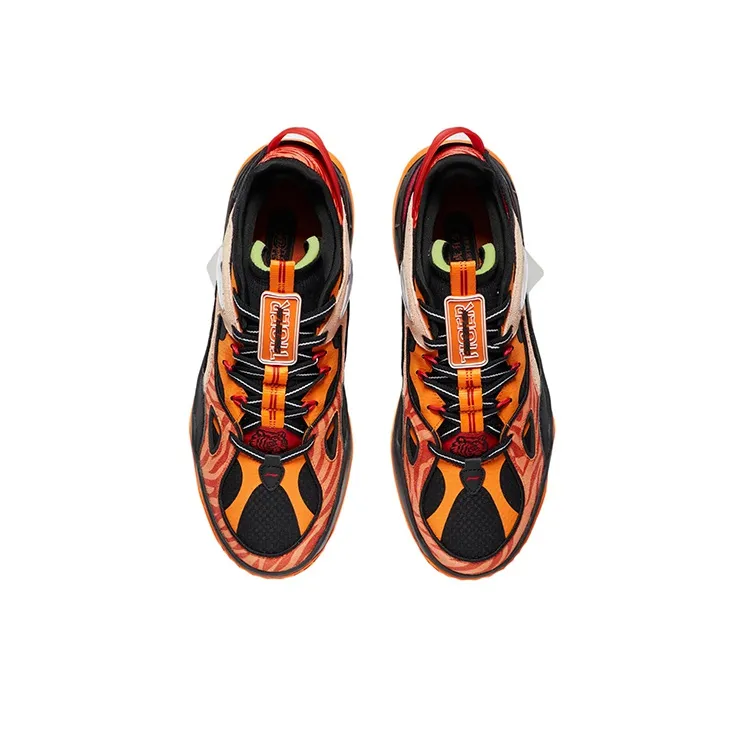 LiNing CF Anti-Slip Wear-Resistant Low-Top Skateboard Shoes Men's Black Orange-3