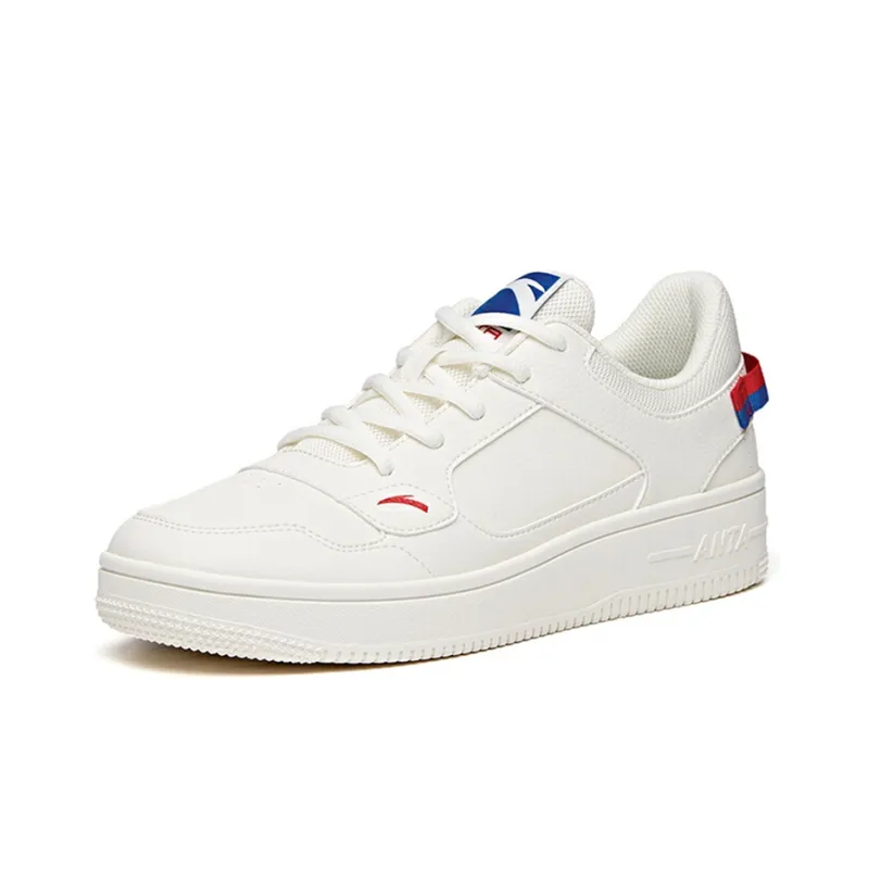 Anta Slip Resistant Coverage Low Top Skateboard Shoes Men's White Blue Red-1