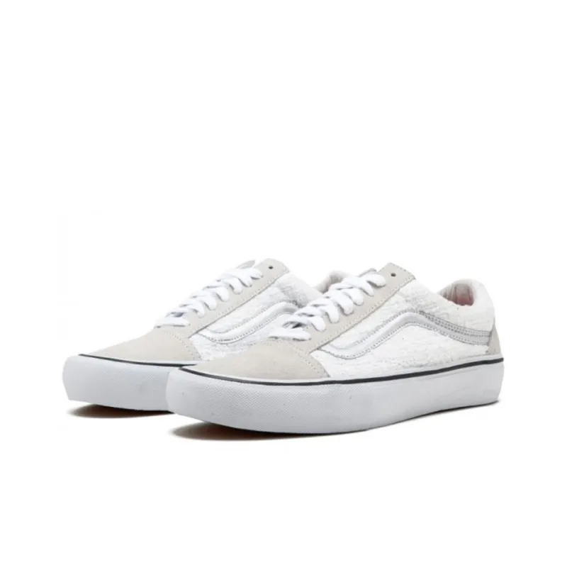 Vans Supreme X Vans Old School Pro Iridescent Skate Shoes Unisex White-1