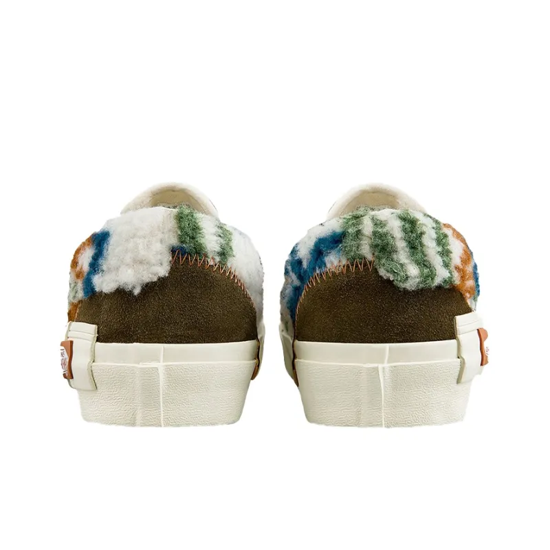 Vans Slip On Plush Splicing Retro Colorblock Casual Skate Shoes Unisex Green-4