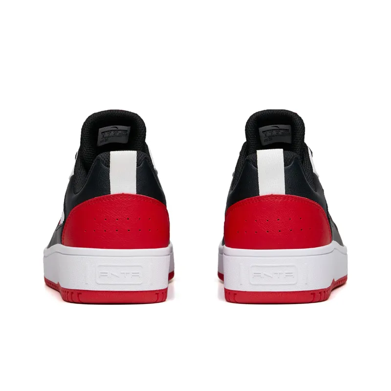 Anta Life Collection Anti Slip Wear Resistant Low Top Skateboard Shoes Men's Black White Red-3