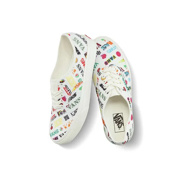 Vans Authentic Breathable Lightweight Low Top Casual Skate Shoes Unisex White Multi Color-3
