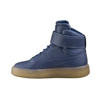 PUMA Platform Mid Anti-Slip Wear-Resistant High-Top Skateboard Shoes Women's Dark Blue