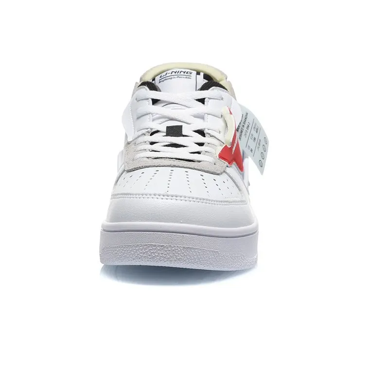 LiNing CF Disordered Wear Resistant Slip Resistant Low Top Skateboard Shoes Women's White Red-3