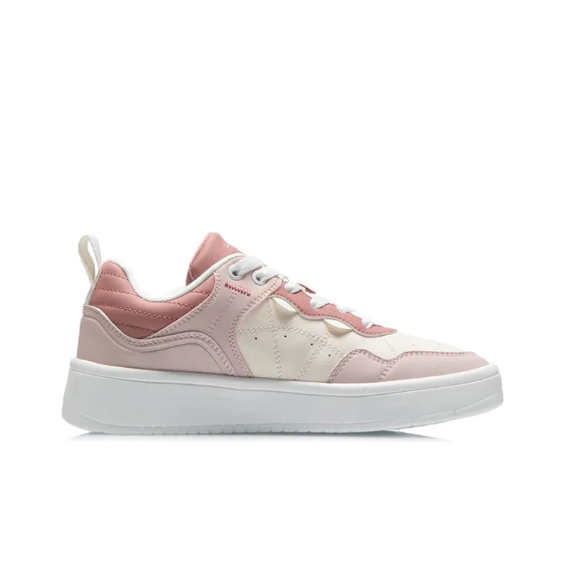 LINING Skateboard Shoes Women's Low Top Peach Pink/Apricot Pink/Windblown Sand Pink-1