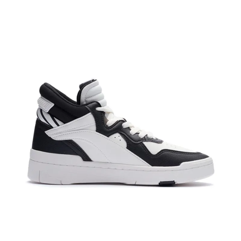 LiNing Wave SUPERWAVE Mid Anti-Slip And Wear-Resistant Lightweight Mid-Top Skateboard Shoes Women's Snow Black-1
