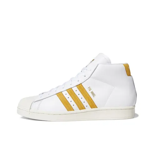 Adidas Originals Pro Model Adv Mid-Top Skateboard Shoes Unisex White Yellow Gold