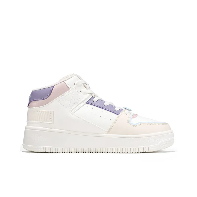 361° Slip Resistant Cushioning Wear Resistant Mid Top Skateboard Shoes Women's Feather White-1