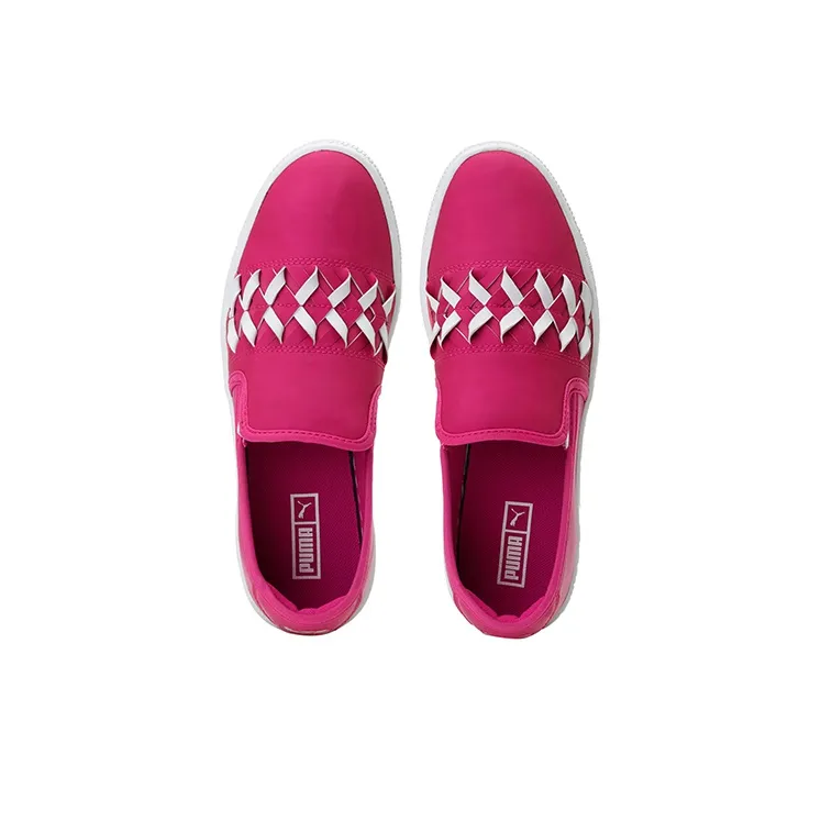 PUMA Basket Slip-on Cut-out Lightweight Low-Top Skateboard Shoes Women's Pink-2