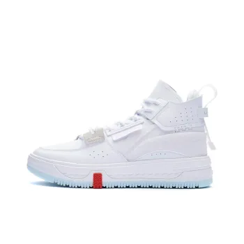 LiNing Anti Slip And Wear Resistant Height Increasing High Top Skateboard Shoes Men's Standard White