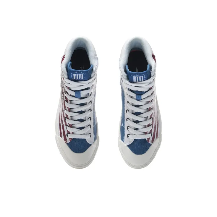 Keith Haring X LINING Disney Skateboard Shoes Women's High Top Standard White/Paradise Blue-3