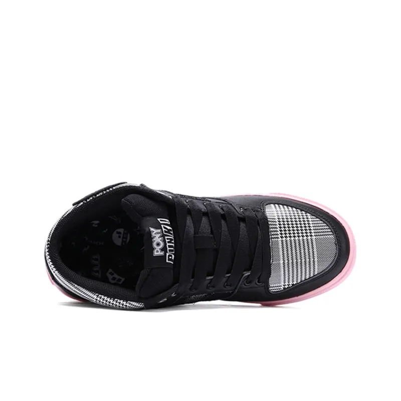 Pony Atop Skateboard Shoes Women's Low Top Black/Pink Red-3