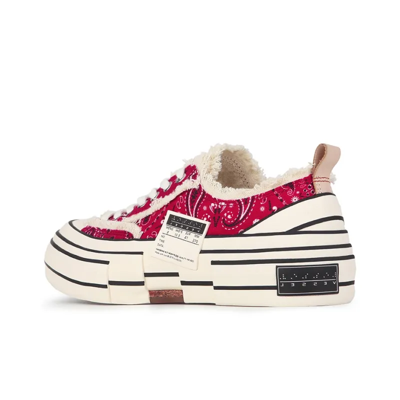 VESSEL G.O.P. Lows Red Paisley Anti Slip Wear Resistant Low Top Skateboard Shoes Unisex Deep Red-1