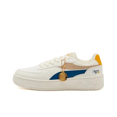 361° Anti-Slip Wear-Resistant Low-Top Skateboard Shoes Men's White Cyan