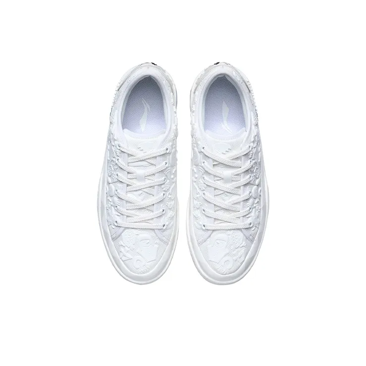 LiNing CF Pursuit Anti Slip And Wear Resistant Lightweight Low Top Skateboard Shoes Unisex Mist White-3