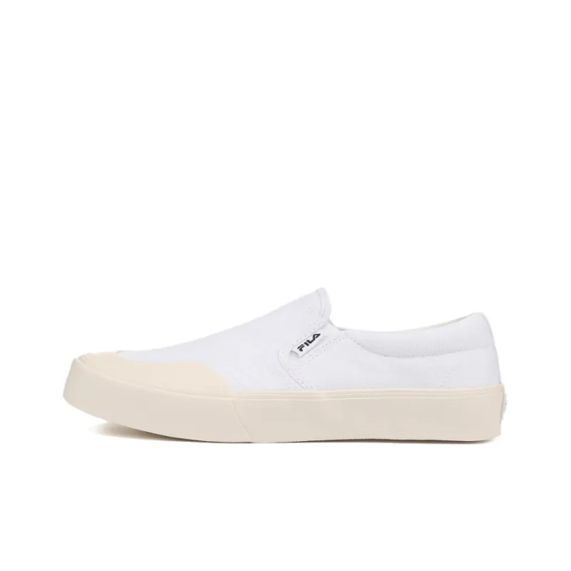 FILA Guard Slip On Canvas Slip Resistant Cushioning Lightweight Low Top Skateboard Shoes Unisex Ecru Korean Style-0