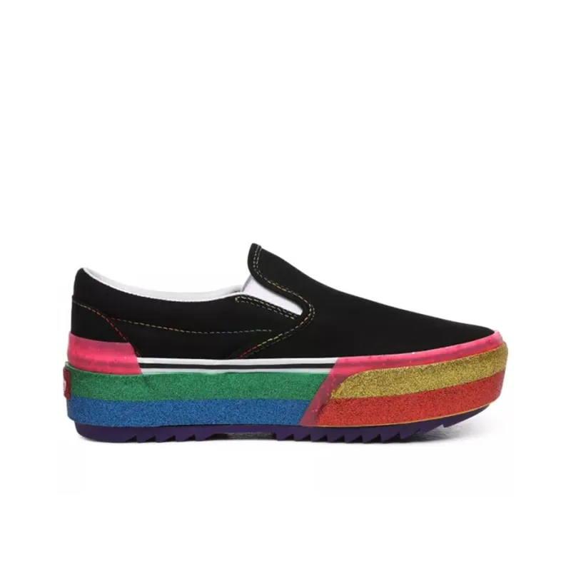 Vans Classic Slip On Stacked Platform 'Glitter Black Rainbow'-1