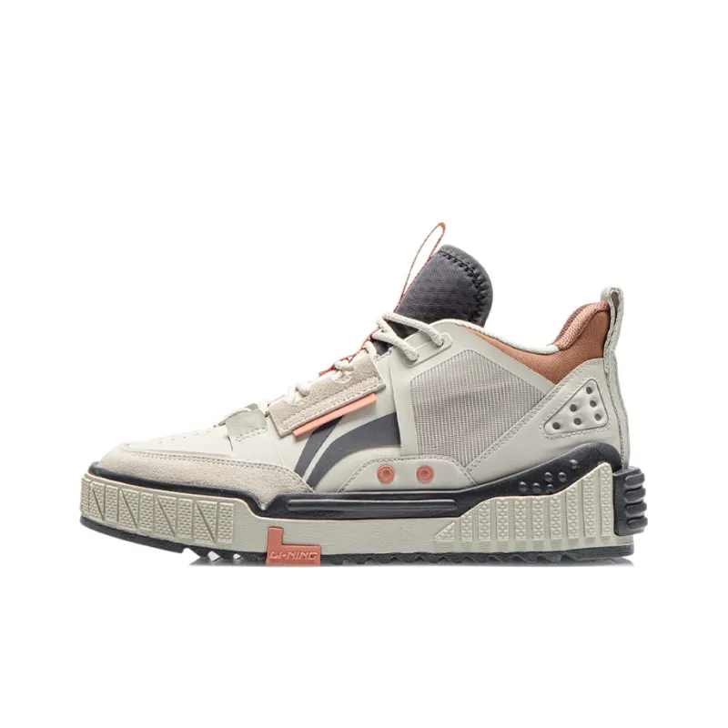 LiNing Coverage Slip Resistant, Abrasion Resistant, Lightweight, Breathable Mid Top Skateboard Shoes Men's Gray Brown-0