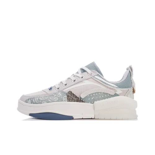 LiNing Wave Zen Low-Top Skateboard Shoes Women's Gray Blue