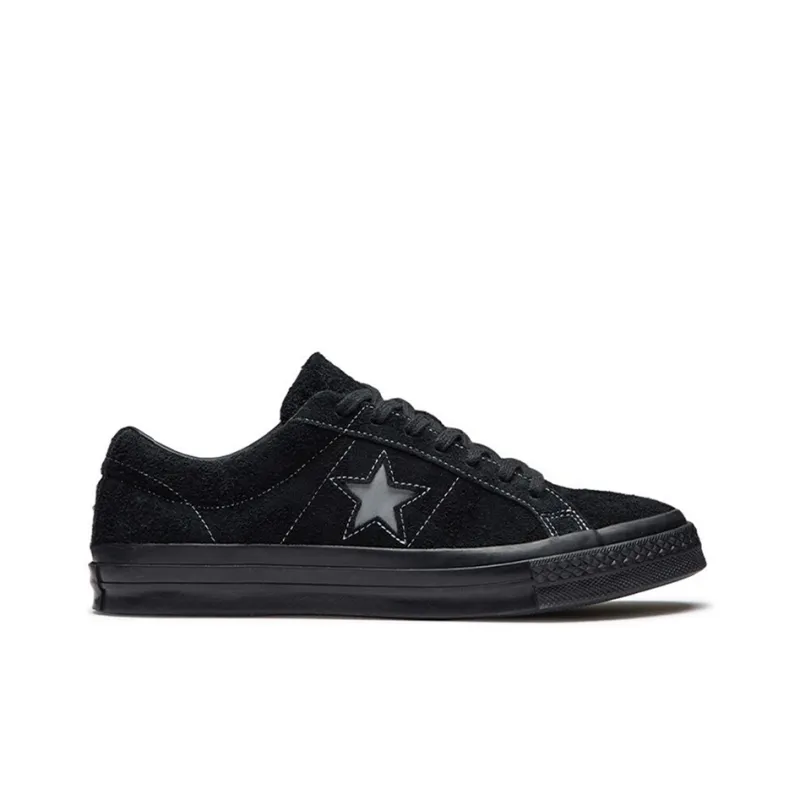 Converse One Star Suede OX Slip Resistant Lightweight Breathable Low Top Skateboard Shoes Unisex Black-1