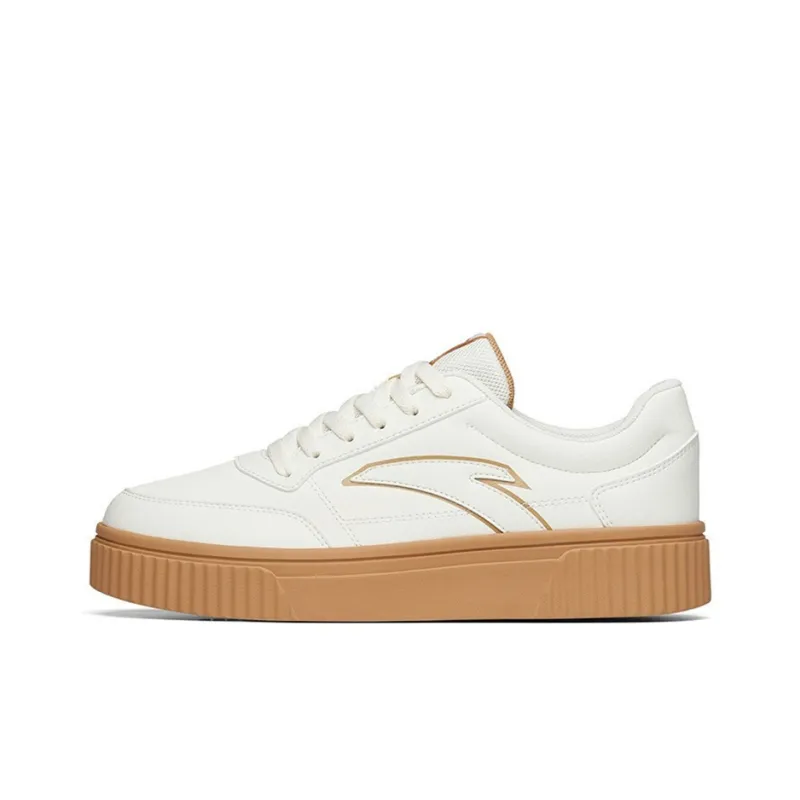Anta Life Collection Cookie Shoes Cushioning, Wear Resistant Low Top Skateboard Shoes Men's Light Beige White-0