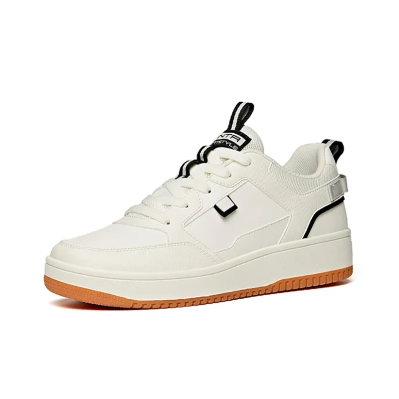 Anta Slip Resistant Cushioning Abrasion Resistant Lightweight Low Top Skateboard Shoes White Black-2