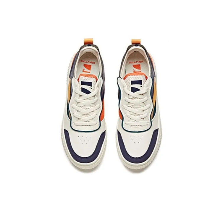 Anta Life Collection Anti-Slip Wear-Resistant Low-Top Skateboard Shoes White Orange Blue-2