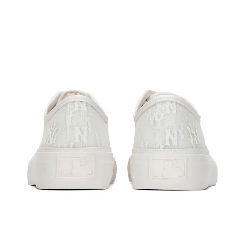 MLB Playball Mono Mesh Breathable Lightweight Low Top Skateboard Shoes Unisex Ivory White-4