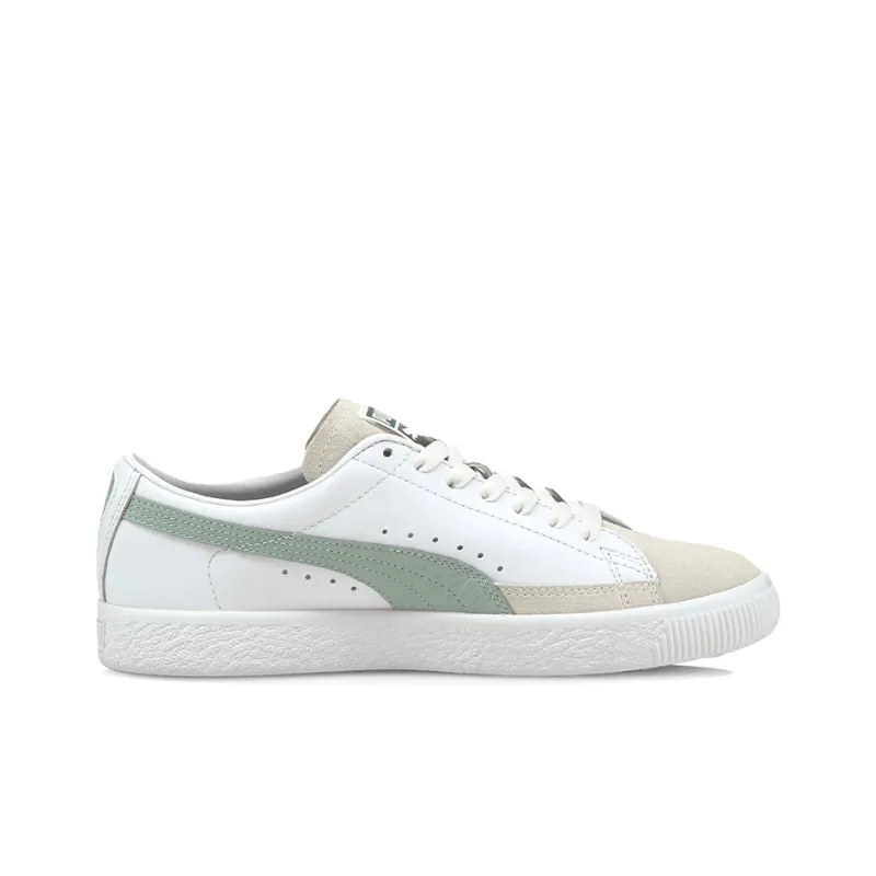 PUMA Basket Series Skateboard Shoes Women's Low-Top White/Gray/Green-1