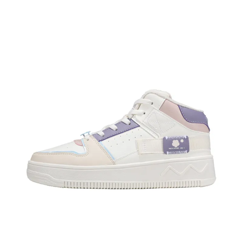 361° Slip Resistant Cushioning Wear Resistant Mid Top Skateboard Shoes Women's Feather White-0