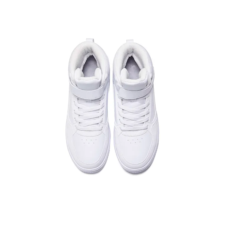 361° Warm Anti Slip And Wear Resistant High Top Skateboard Shoes Men's White Fleece Lined-2